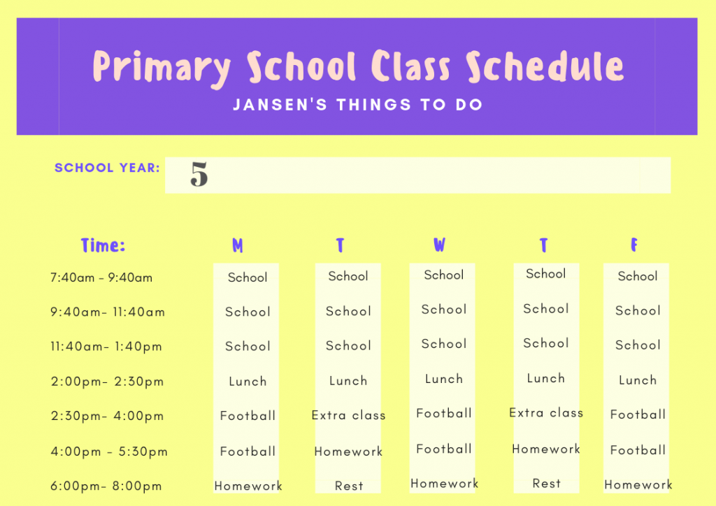 This Is What A Typical Primary School Student s Schedule Looks Like Today