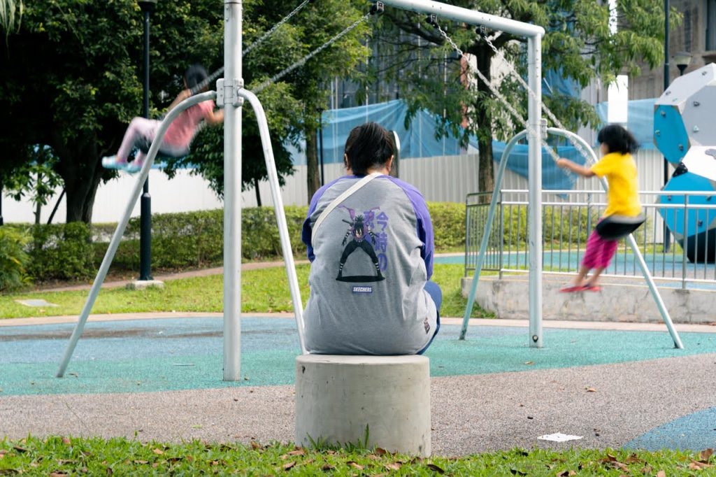Students at a playground