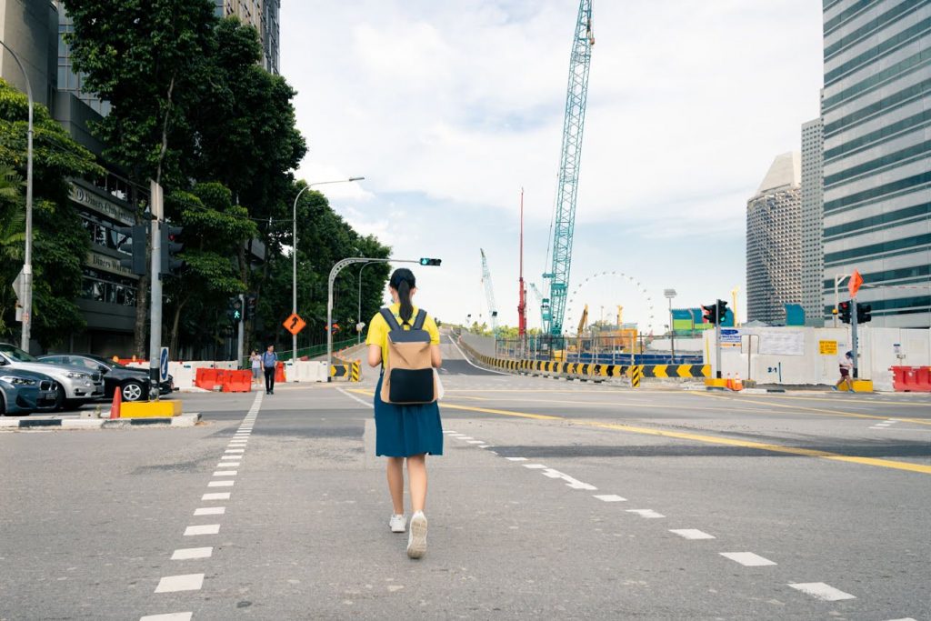 A students walks home from school